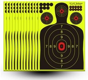 12x18 inch Silhouette Splatter Targets - Bright Fluorescent Yellow Easily seen on Impact When Hitting Target for BB Guns, airguns, Rifles, Indoor and Outdoor ranges (10/25/50/100 Pack)