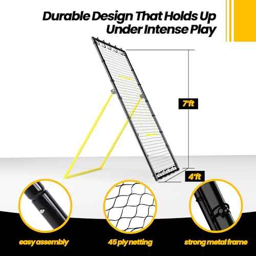 Adjustable Volleyball Rebounder Net 7x4 ft ? Bounce Back Training Equipment with Angle Customization for Practicing Volleying, Bumping, Spiking ? Durable & Portable with Travel Bag
