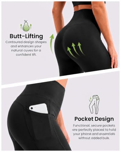 3 Pack High Waist Tummy Control Yoga Leggings for Women - Soft Workout Pants