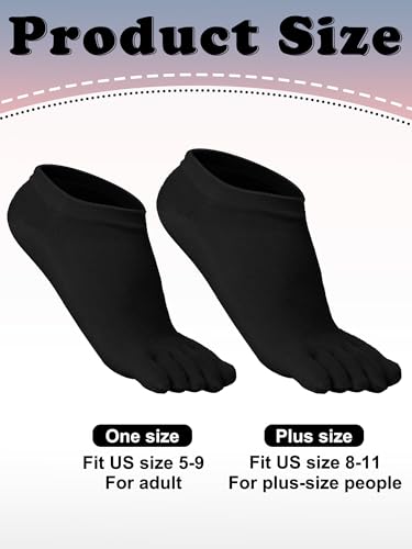 Bencailor Cotton Ankle Toe Socks for Women Men Running - 6 Black 5-9