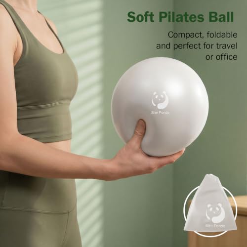 Slim Panda 9 Inch Anti-Burst Pilates Exercise Ball - Pearl White & Mint Green
