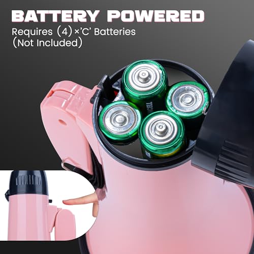 Pink 20W Megaphone Bullhorn with Siren & 240s Recording - Portable Outdoor & Indoor Amplifier
