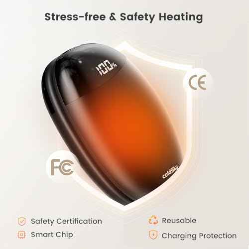 coldSky Hand Warmers Rechargeable 2 Pack with Display Screen, 2-in-1 Magnetic Wireless Electric Hand Warmers Portable Pocket Heater Gift for Women & Men