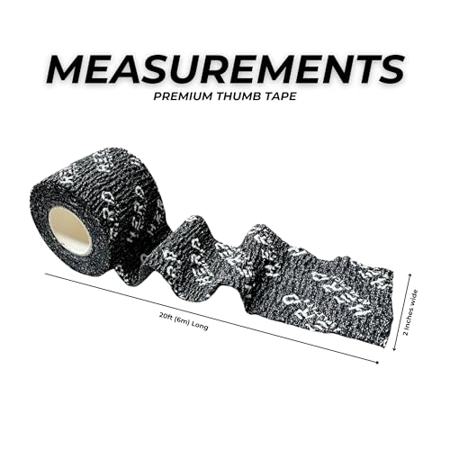 Black Premium 3 Pack Athletic Thumb Tape for Weightlifting & Cross Training