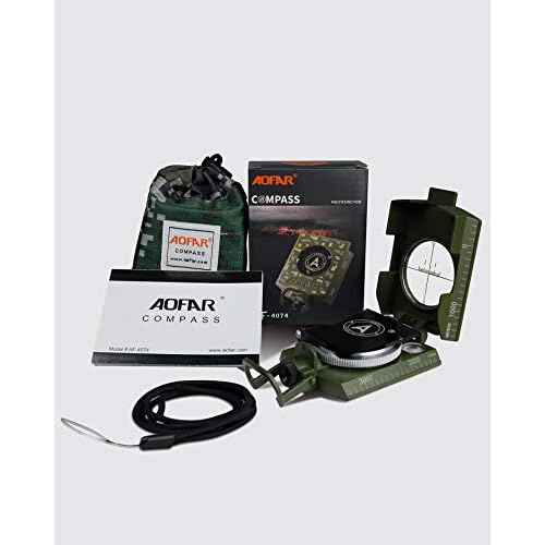AOFAR AF-4074 Military Compass for Hiking,Lensatic Sighting Waterproof,Durable,Inclinometer for Camping,Boy Scount,Geology Activities Boating