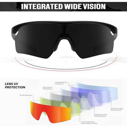 Polarized Sport-Sunglasses-Men Cycling Sunglasses: Running Sun Glasses UV Protection Golf Fishing 3packs
