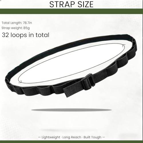 6.6ft Saddle Hunting Daisy Chain Strap with Metal Hooks & G-Hook