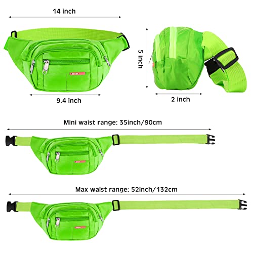 Neon Fanny Pack Bulk Set - 16 Adjustable Waist Bags with Zippers