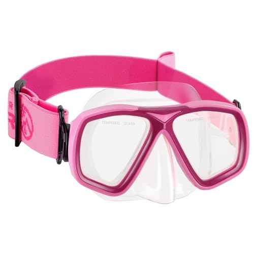 OutdoorMaster Jellyfish Kids Swim Goggles with Nose Cover, Snorkel Diving Mask with Elastic Fabric Strap, Anti-Fog Tempered Glass Swimming Goggles for Boys and Girls, Age 6-14