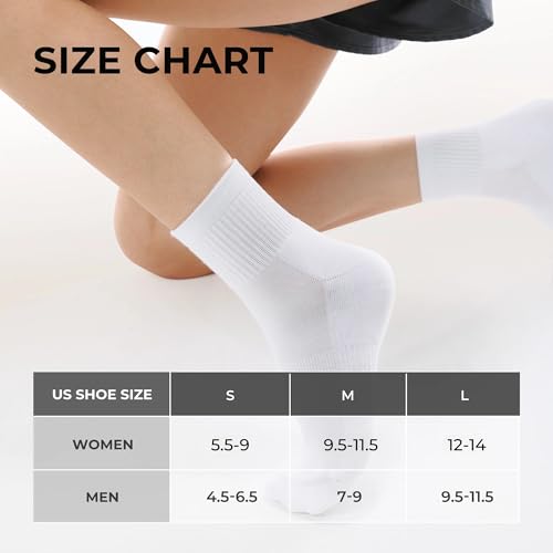 CS CELERSPORT Medium White 5 Pairs Mini Crew Ankle Socks for Women & Men