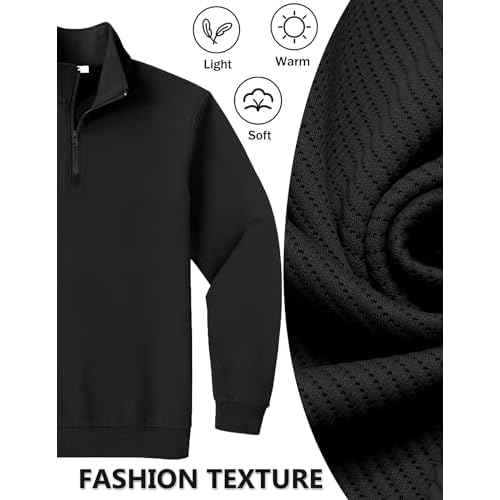 COOFANDY Mens Quarter Zip Pullover Sweatshirts Lightweight Long Sleeve Mock Neck Sweater Polo