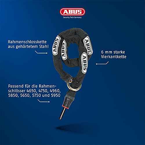 ABUS Frame Lock Mortise Chain, Adaptor Chain 6KS, 6 mm Thick Chain Lock, Secondary Security for Bicycles, Black