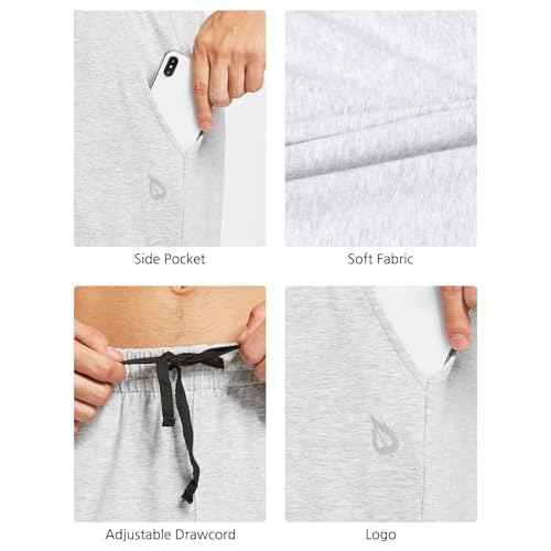 baleaf Men's Sweatpants Yoga Lounge Cotton Pajama Pants Casual Open Bottom Straight Leg Stretchy Sweat Pants with Pockets