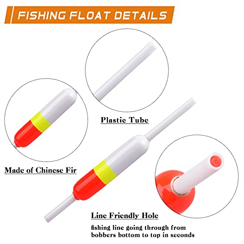 10 Pack Slip Fishing Bobbers - Buoyant Balsa Wood Float with Bright Colors, 2.44x0.59x5 Inches
