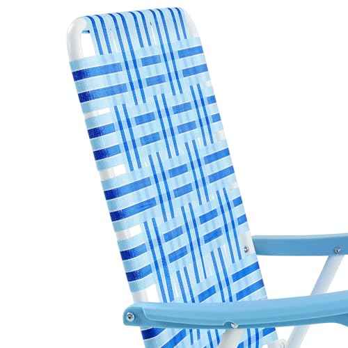 Yaheetech Set of 2 Outdoor Beach Camping Chair, Folding Lawn Chair with Armrests for Adults Portable Robust Iron Frame Chairs for Patio, Backyard, Poolside, Blue