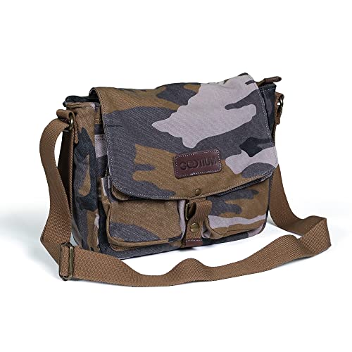 GOOTIUM Canvas Messenger Bag - Vintage Camo Crossbody Shoulder Satchel