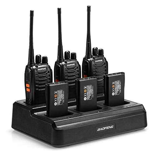 6pcs BAOFENG BF-888S Walkie Talkie for Adults, Long Range Two Way Radio, 1500mAh 16 CH, 6 Radios 6 Earpieces 1 Six-way Charger 1 Cable