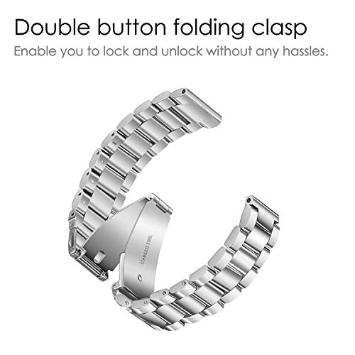 FINTIE Metal Watch Band for Fitbit Versa 2, Versa Lite & Versa 1 - Silver