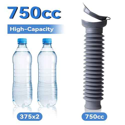 Pee Bottles for Men, Adjustable Emergency Urinal 750ml, Car Pee Bottle for Men and Women, Portable Toilet for Car, Shrinkable Personal Mobile Toilet,Urine Bottle, Travelling, Traffic Jams & Hiking
