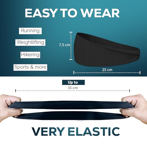 Moisture Wicking Sports Headbands for Men and Women - Pack of 5