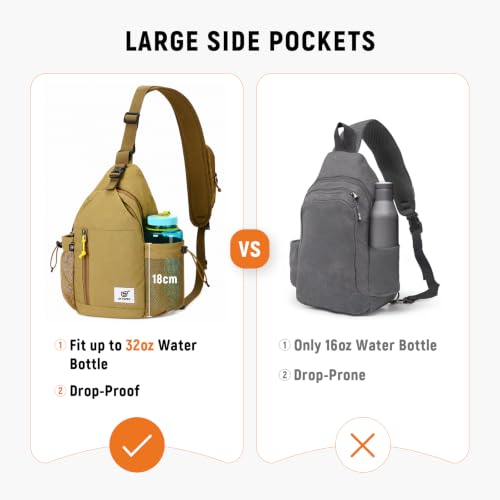 Khaki Anti-Theft Crossbody Sling Bag RFID Travel Shoulder Bag for Men & Women