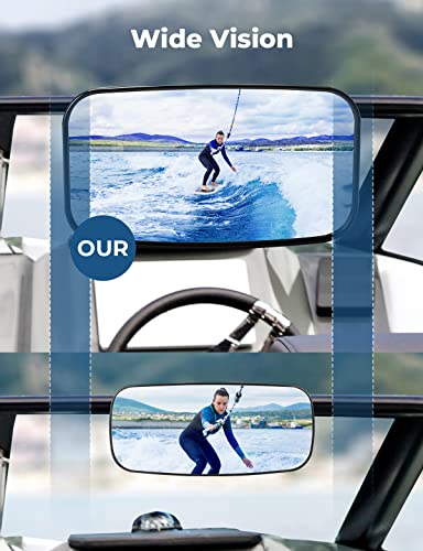 Boat Rear View Mirror - 8x4 Inch Universal Marine Convex Mirror for Ski Boats