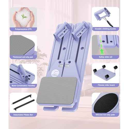Pilates Board, 12 in 1 Mini Plilates Reformer Set, Multifuncional Portable Pilates Reformers Board for Home Workout, Free Combination 100+ Exercise Mode