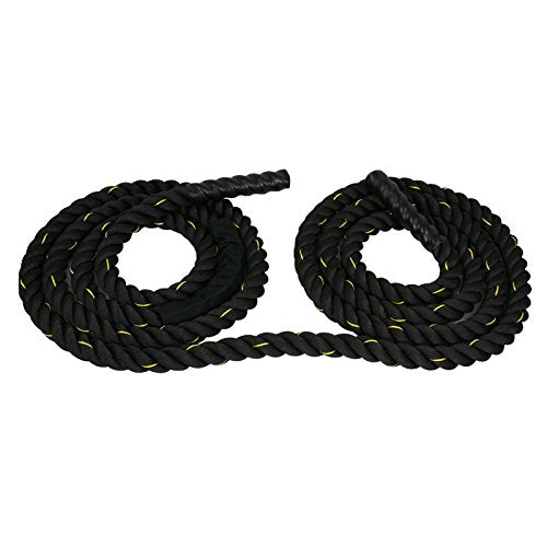 Smartxchoices Black Heavy Battle Rope for Exercise Training Fitness 1.5''Width 30ft Length Workout Ropes Home Gyms Abdominal Muscle Biceps Abs Metabolic Protective Nylon Cover (1.5''*30ft)