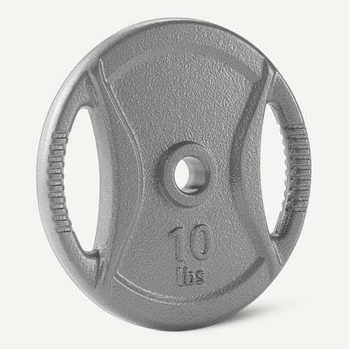 10 lb Cast Iron Weight Plates Set with Grip Holes - 4 Pieces, 1 Inch Barbell Compatible