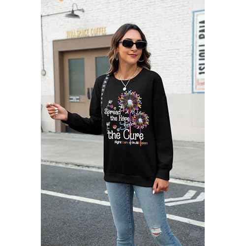 EGELEXY Breast Cancer Awareness Sweatshirt Women Pink Ribbon Cancer Outfits October Fight Cancer Pullover Tops