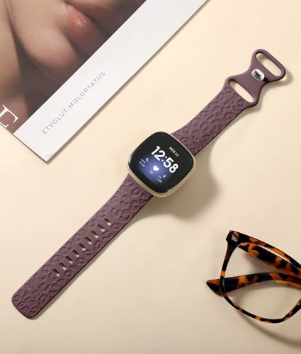 Odbeai Leopard Pattern Watch Band for Fitbit Versa 4 Sense 2 - Smoke Violet