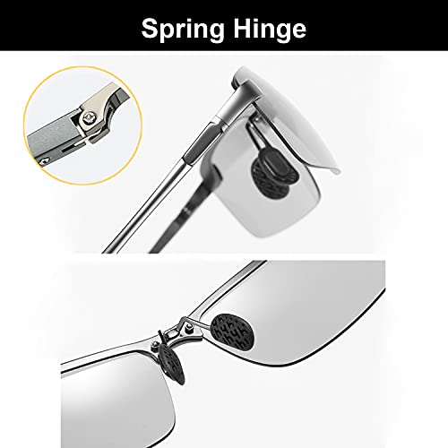 YIMI Polarized Photochromic Safety Sunglasses - Black Frame for Men Women Day Night