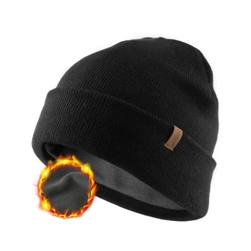 FURTALK Mens Beanie Fleece Lined Winter Hats Double Layered Stylish Knited Cuffed Plain Hat