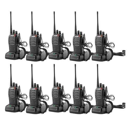 Baofeng Radio 888S Walkie Talkies Rechargeable Walkie-Talkies Long Range with Earpieces for Adults, 2 Way Radios Kids walkie talkies 10 Pack