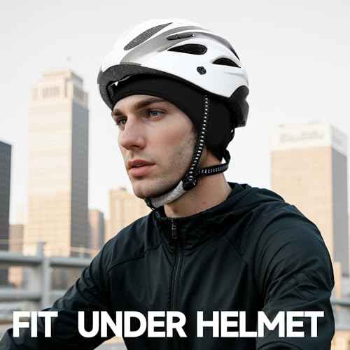 Winter Helmet Liner Skull Cap, Fleece Cycling Cap Thermal Beanie Running Hat for Men Women