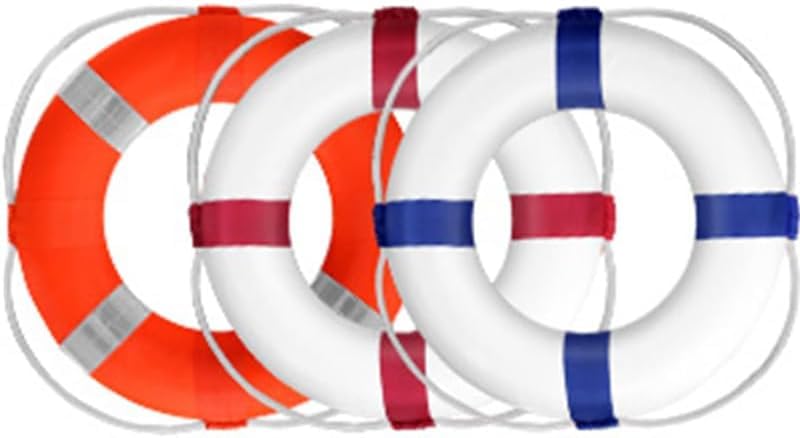 20 Inch Life Preserver Ring with Water Floating Lifesaving Rope 98.4FT Set, Swim Foam Buoy Swimming Pool Safety Throwing Ring Rope Rescue Lifeguard Wall Decoration