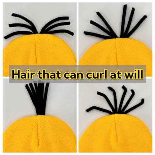 3Pcs Halloween Costumes Accessories for Men Women Adult Cosplay, Goggles Glasses Yellow Hat Black Gloves