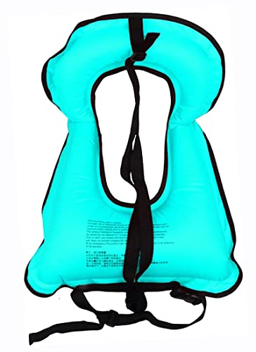 Blue Inflatable Snorkel Vest for Adults - Portable Swim Jacket, Buoyancy Aid for Diving and Water Sports