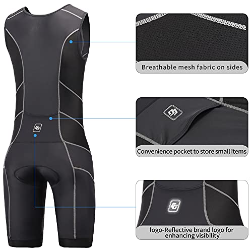 Triathlon Suits Mens One-Piece Sleeveless Trisuits Skin Wet Suit for Running Cycling Swimming
