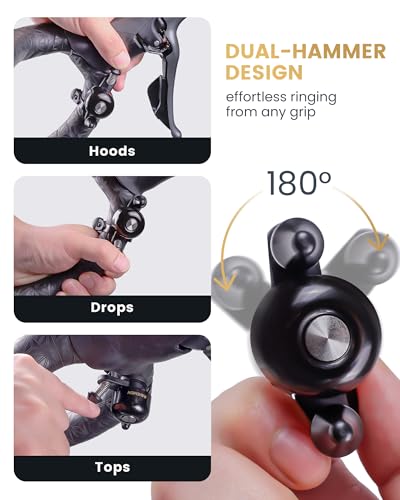 Road Bike Bell Copper Alloy Dual-Hammer Cycling Horn - 90-100dB Loud Sound