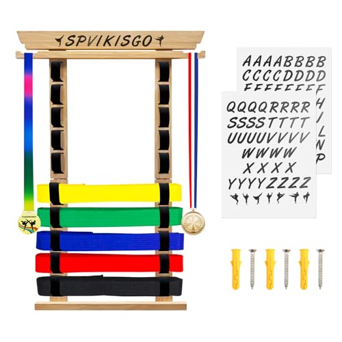Bamboo Karate Belt Display Rack for Martial Arts Belts - No Assembly Needed