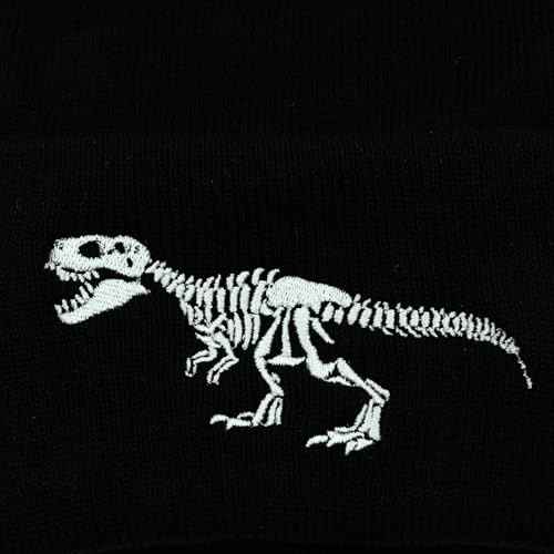 Black Beanie Hat for Men Women Embroidered Knit Winter Beanies Cap