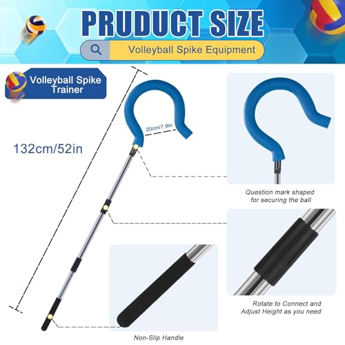Adjustable Volleyball Spike Trainer with Foam Hook for Practice & Training