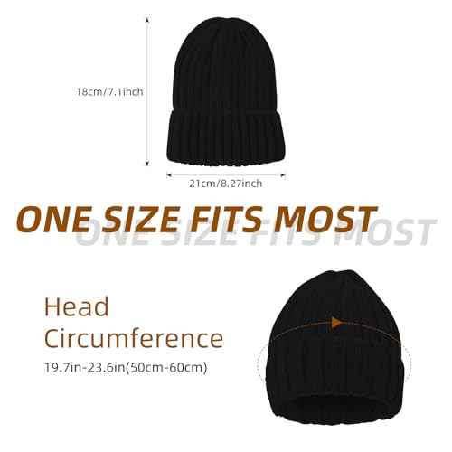 ZOORON 1&2 Winter Beanie for Women Soft Warm Slouchy Knit Hat Ski Stocking Cuffed Cap