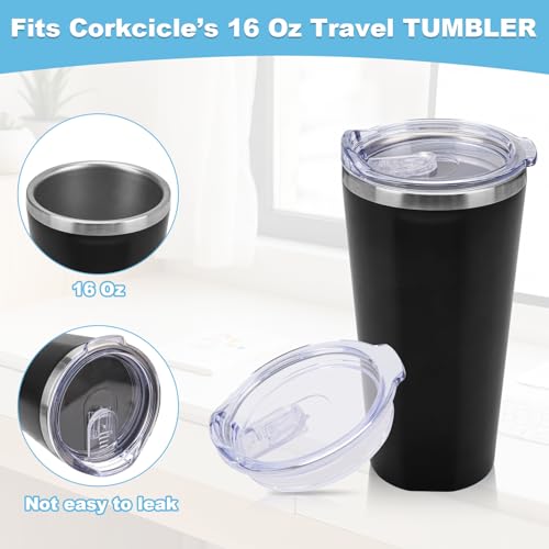 Engorgio 2 Pack Clear 16oz Replacement Spill-Proof Lid Set for Corkcicle Tumblers - Double Sealing