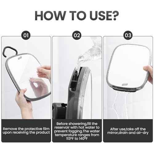 TAILI Shower Mirror, Hanging Fogless Shaving Mirror for Travel Camping, Removable Fog Free Shave for Wall, Shower Accessories, Bathroom, Portable, Shatterproof, Gift for Men Black
