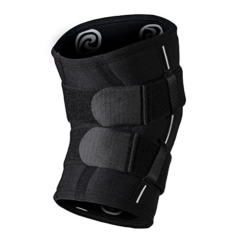Rehband X-RX Knee Support with Straps, 1 piece, strong knee sleeve 7mm neoprene for heavyweight workouts, weightlifting & strongman, Colour:Black, Size:Medium