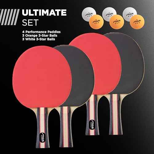 STIGA Performance 2 or 4 Player Table Tennis Set ? USATT Approved Rackets and 3-Star Balls ? 5-Ply Blade & Flared Handle ? Perfect for Skill Development