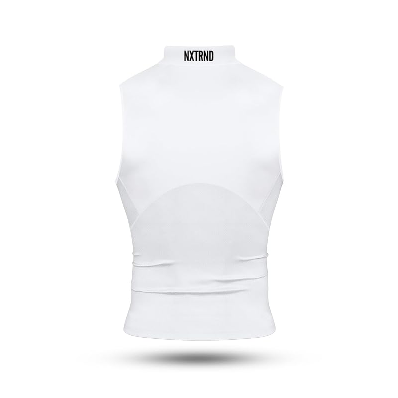 Nxtrnd Men's Turtleneck Compression Tank Top - Sleeveless Mock Neck, White, Medium