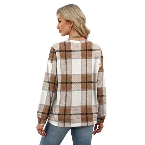 RUMIA Women's Crew Neck Sweatshirt Loose Pullover Long Sleeve Shirts Soft Tops for Women Fall Clothes 2025